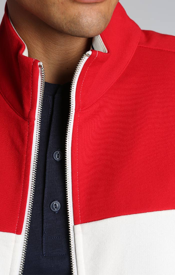 Red Color Block Fleece Track Jacket - stjohnscountycondos