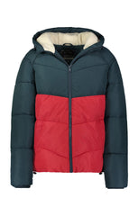 Red and Grey Sherpa Lined Puffer Jacket - stjohnscountycondos