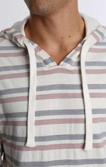 Ivory Herringbone Stripe Hooded Pullover - stjohnscountycondos