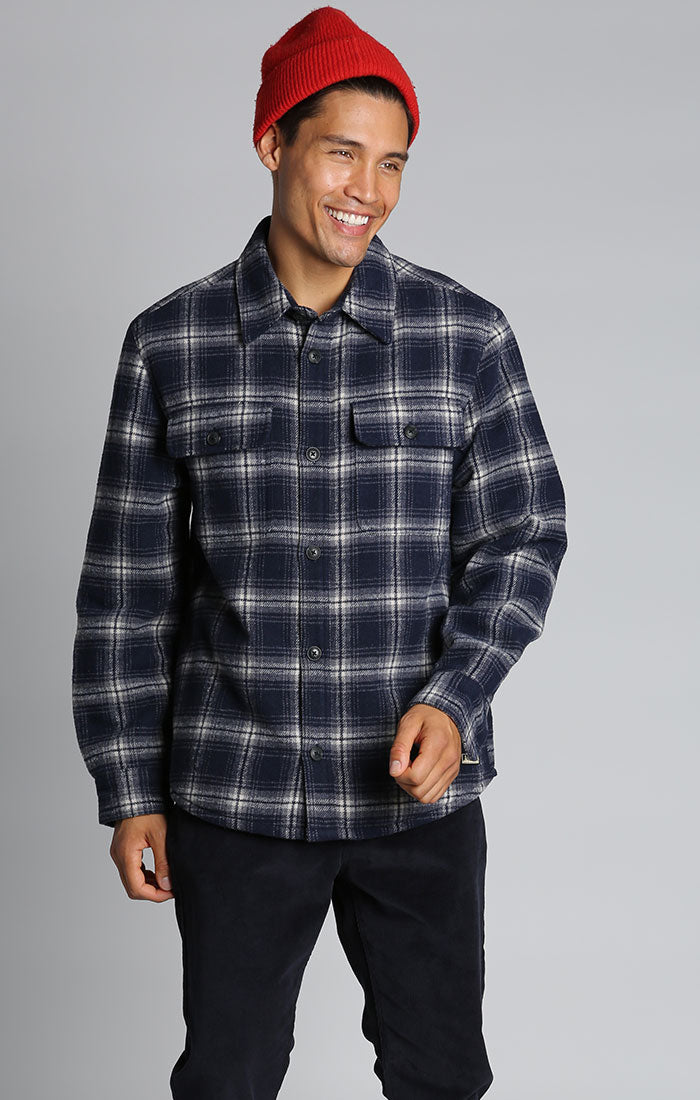 Blue Plaid Wool Blend Quilted Shirt Jacket - stjohnscountycondos