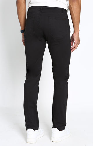 Black Straight Fit Stretch Sateen 5 Pocket Pant