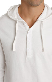 White Sueded Cotton Hooded Henley - stjohnscountycondos