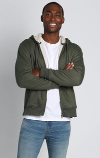 Olive Waffle Sherpa Lined Hoodie - stjohnscountycondos