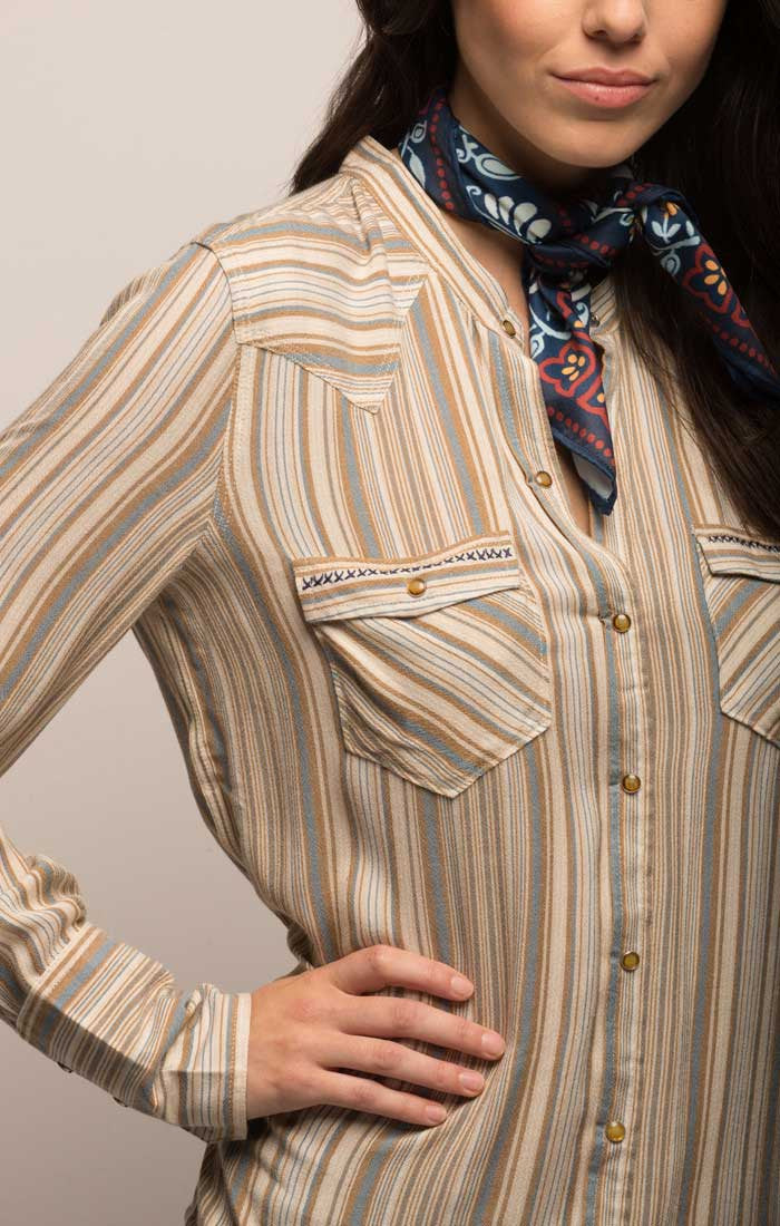 Embroidered Striped Western Shirt - stjohnscountycondos