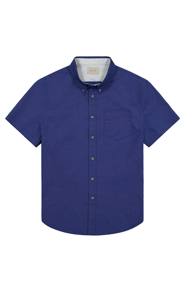 Blue Dot Print Short Sleeve Tech Shirt - stjohnscountycondos