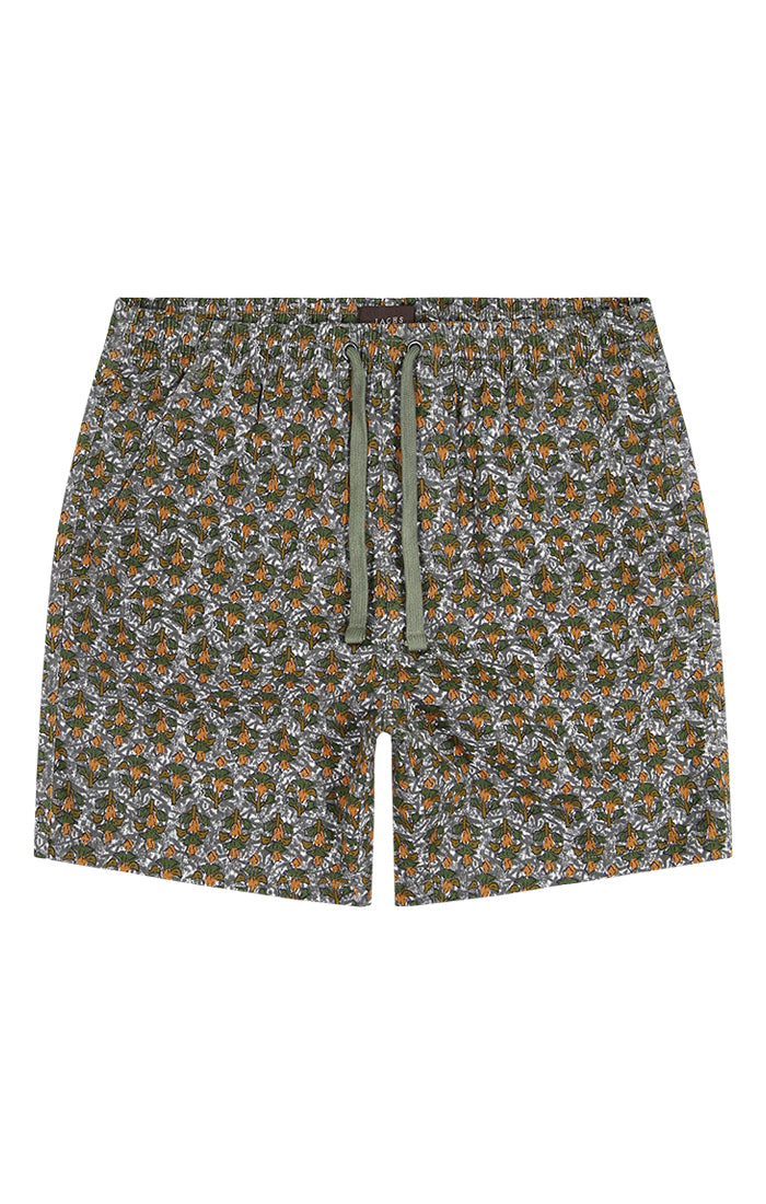 Olive Printed Stretch Twill Pull On Dock Short - stjohnscountycondos