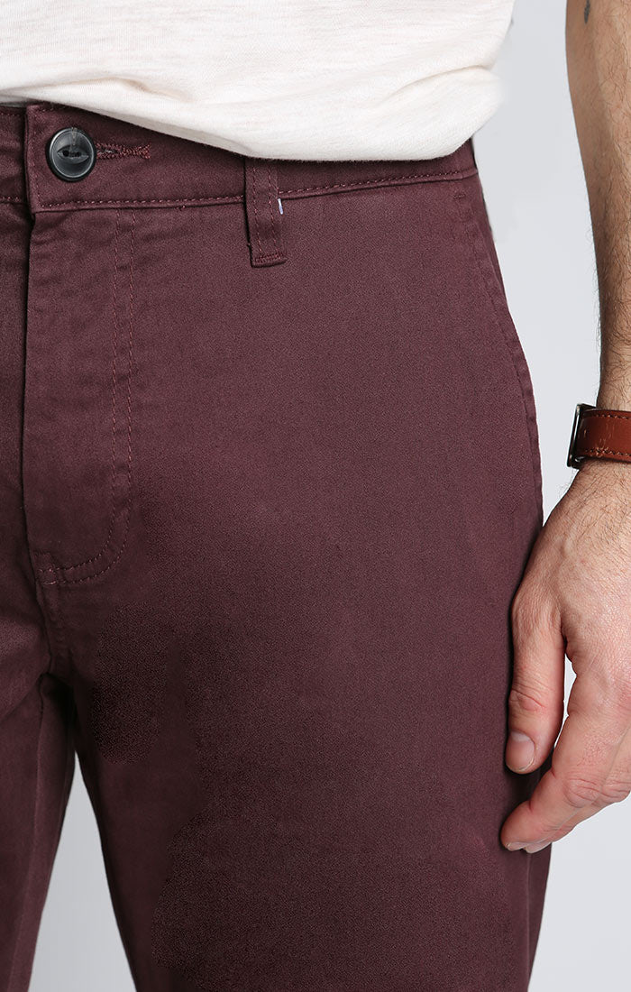 Maroon Straight Fit Stretch Bowie Chino - stjohnscountycondos