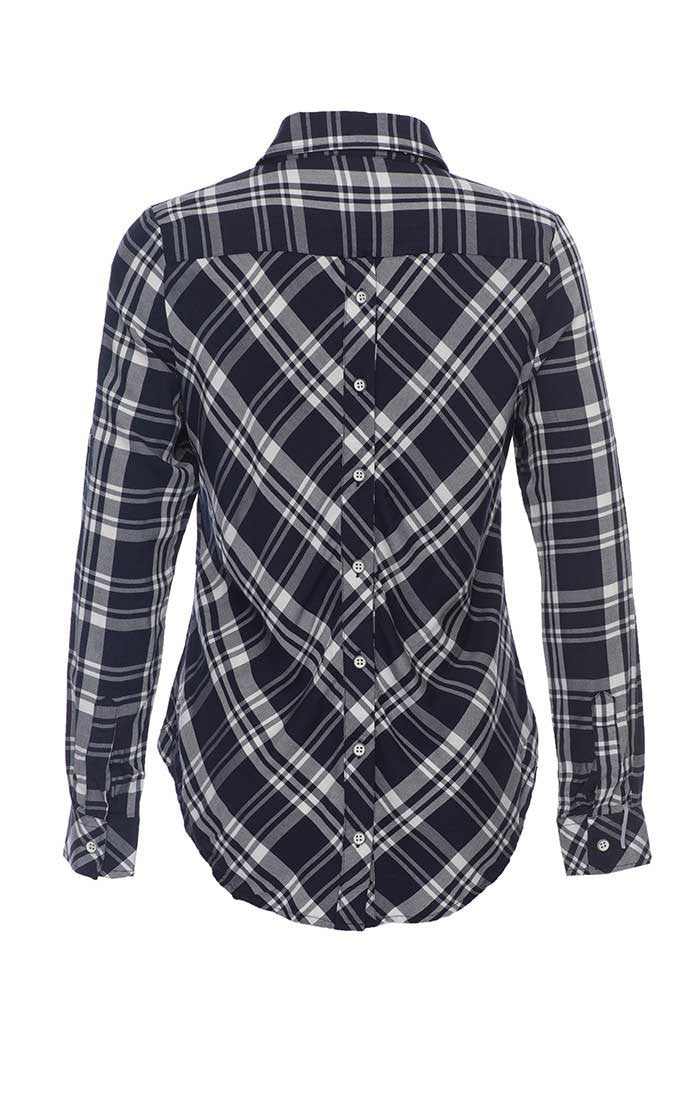 Plaid Button Back Shirt - Navy - stjohnscountycondos