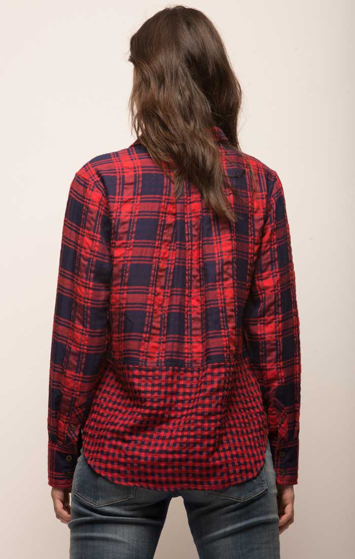Blocked Two Pocket Button Down - Red - stjohnscountycondos