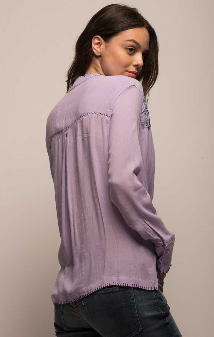 Embroidered Crossover Boho Blouse - Lavender - stjohnscountycondos