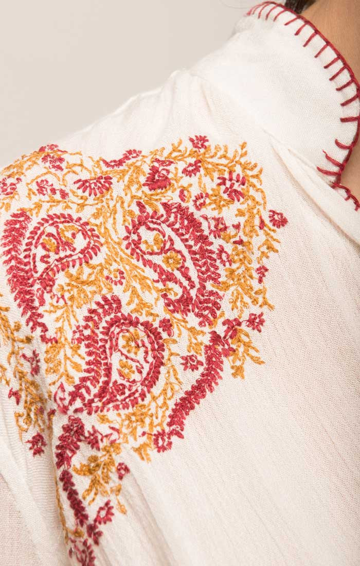 Embroidered Crossover Boho Blouse - White - stjohnscountycondos