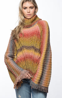 Bell Sleeve Turtleneck Sweater- Multi Color - stjohnscountycondos