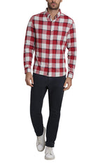 Red Oversize Plaid Stretch Double Face Shirt - stjohnscountycondos