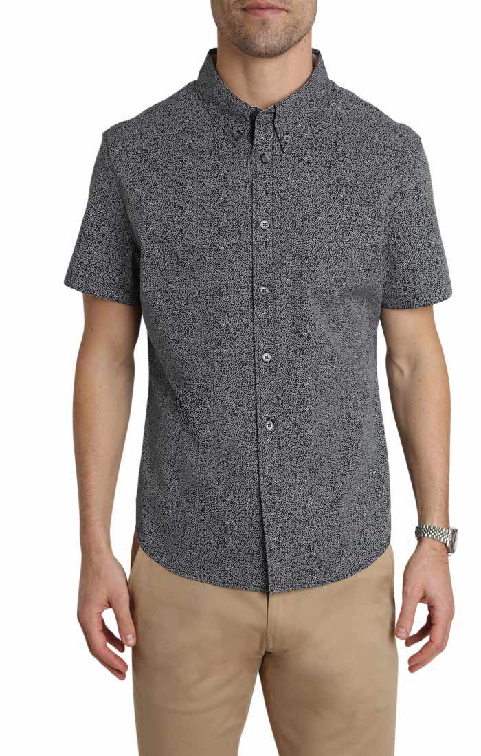 Black Micro Floral Short Sleeve Tech Shirt - stjohnscountycondos
