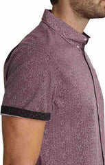 Burgundy Micro Floral Short Sleeve Tech Shirt - stjohnscountycondos