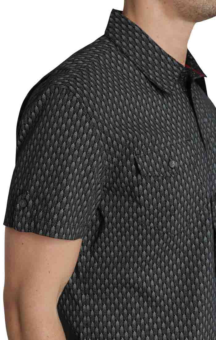 Black Scale Print Short Sleeve Tech Shirt - stjohnscountycondos