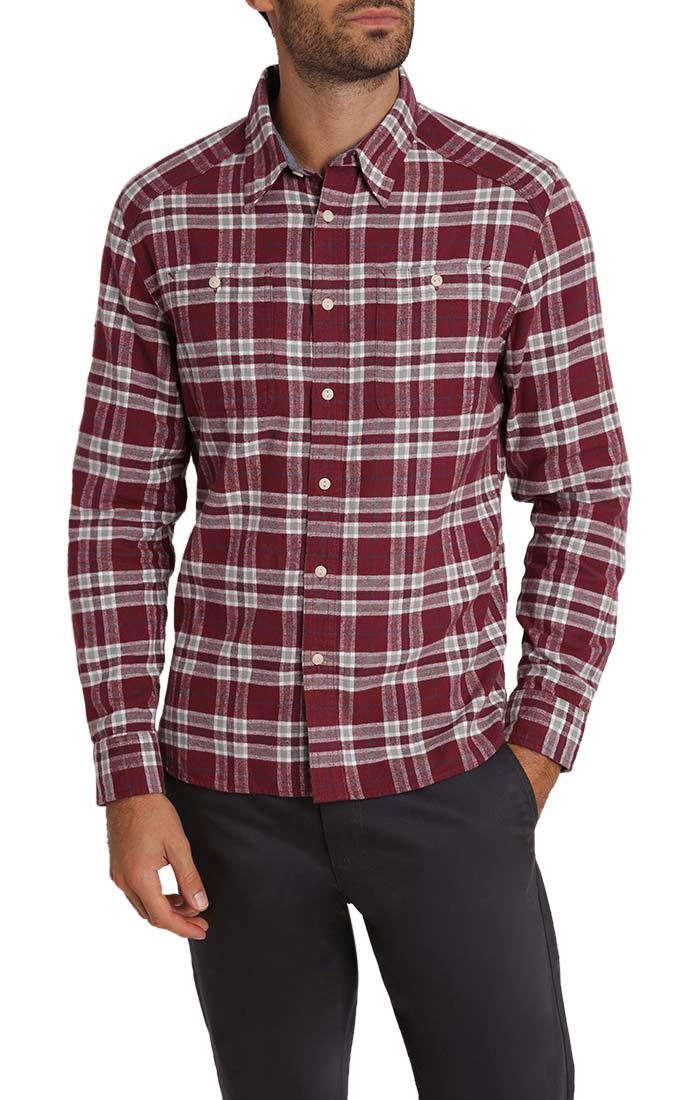 Maroon Plaid Flannel Shirt - stjohnscountycondos