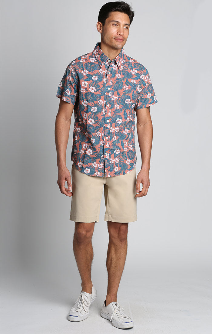 Tropical Print Seersucker Short Sleeve Shirt - stjohnscountycondos