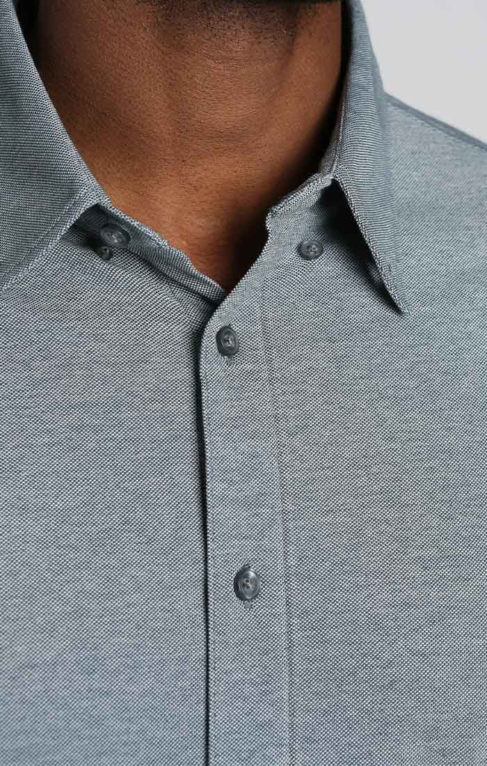 Blue Stretch Knit Oxford Short Sleeve Shirt - stjohnscountycondos