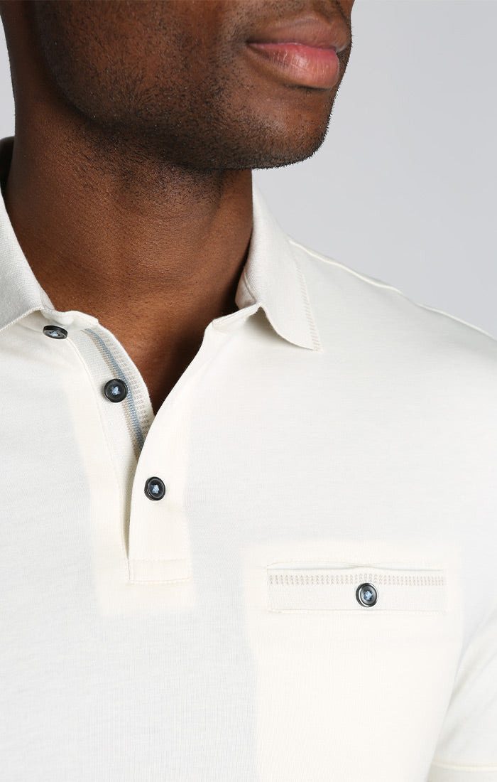 White Luxe Cotton Interlock Polo - stjohnscountycondos
