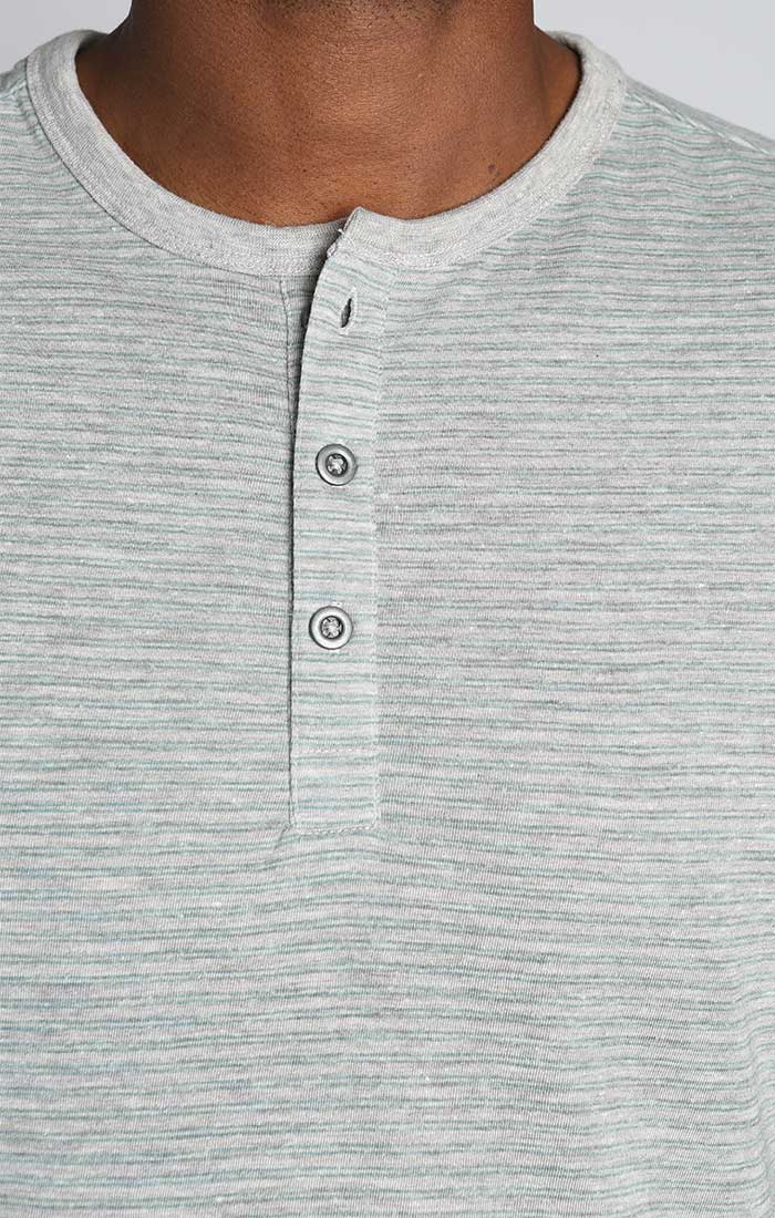 Grey Micro Stripe TriBlend Short Sleeve Henley - stjohnscountycondos
