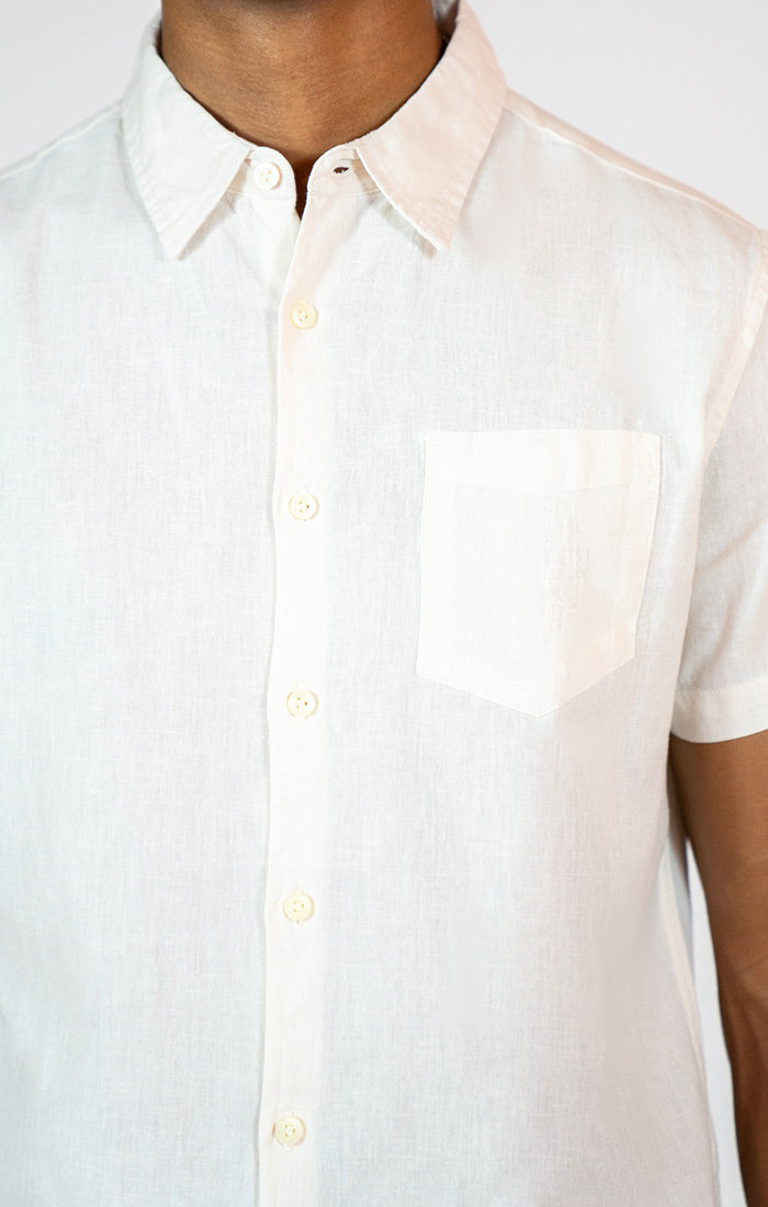 Ivory Cotton Linen Short Sleeve Shirt - stjohnscountycondos
