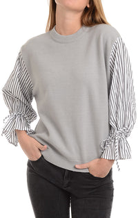 Grey Wool Blend Mixed Media Sweater - stjohnscountycondos