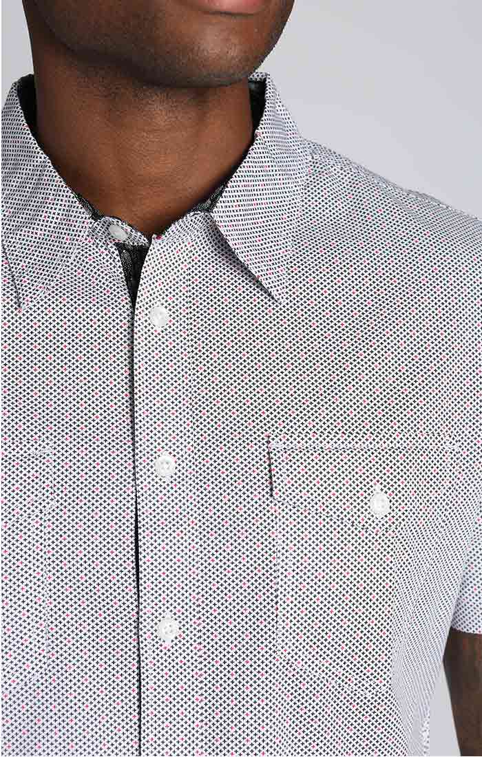Micro Cross Print Short Sleeve Tech Shirt - stjohnscountycondos