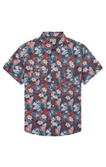 Tropical Print Stretch Poplin Short Sleeve Shirt - stjohnscountycondos