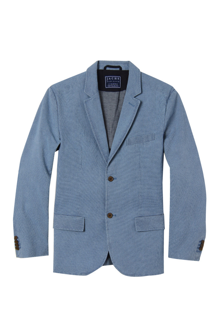 Light Blue Cotton Oxford Blazer - stjohnscountycondos
