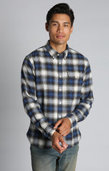 Navy and White Plaid Flannel Shirt - stjohnscountycondos
