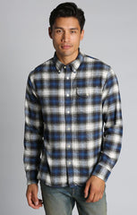 Navy and White Plaid Flannel Shirt - stjohnscountycondos