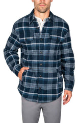 Navy Sherpa Flannel Shirt Jacket - stjohnscountycondos