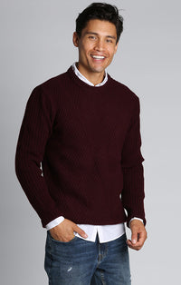 Burgundy Dynamic Ribbed Crewneck Sweater - stjohnscountycondos