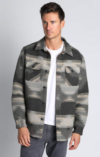 Charcoal Aztec Wool Blend Shirt Jacket - stjohnscountycondos
