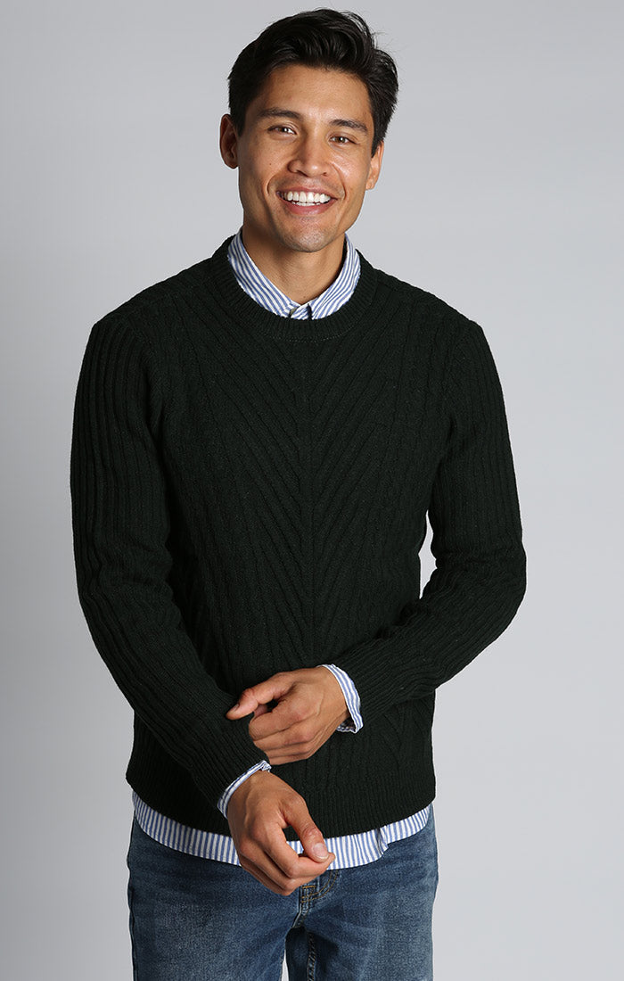 Forest Green Dynamic Ribbed Crewneck Sweater - stjohnscountycondos