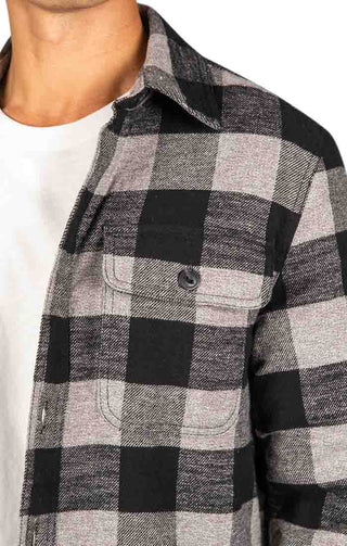 Charcoal Sherpa Flannel Shirt Jacket - stjohnscountycondos