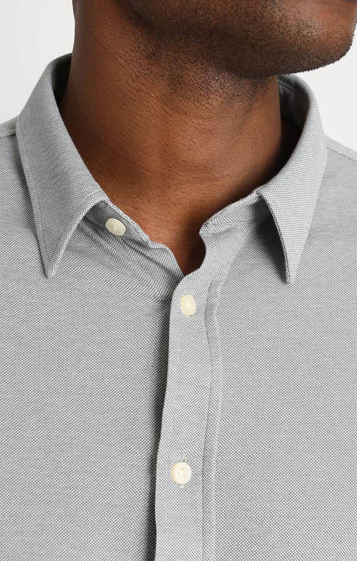 Grey Knit Oxford Long Sleeve Shirt - stjohnscountycondos