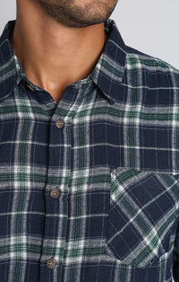 Green and Navy Plaid Flannel Workshirt - stjohnscountycondos