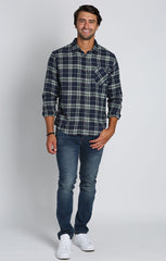 Green and Navy Plaid Flannel Workshirt - stjohnscountycondos