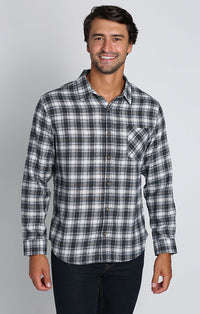 Navy and White Plaid Flannel Workshirt - stjohnscountycondos
