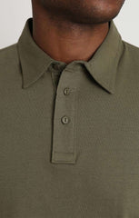 Olive Sueded Cotton Long Sleeve Polo - stjohnscountycondos