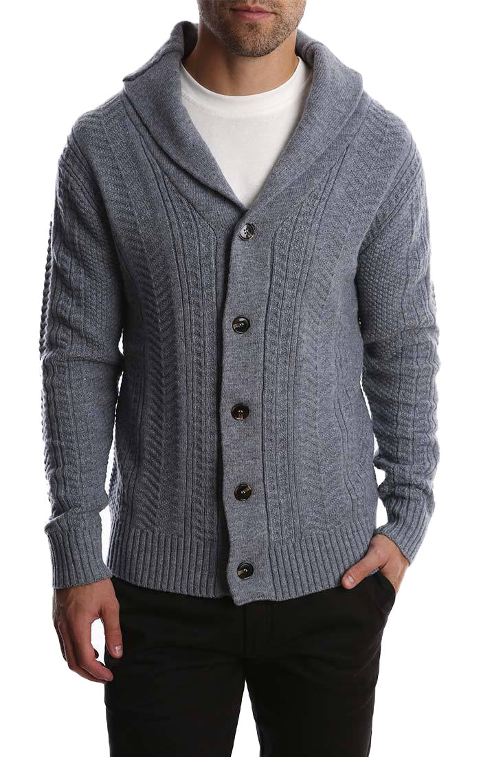 Grey Merino Wool Fisherman Cardigan - stjohnscountycondos