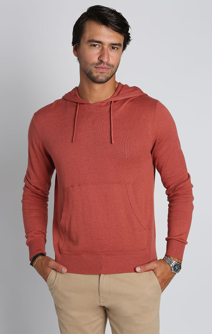 Light Red Hooded Pullover Sweater - stjohnscountycondos