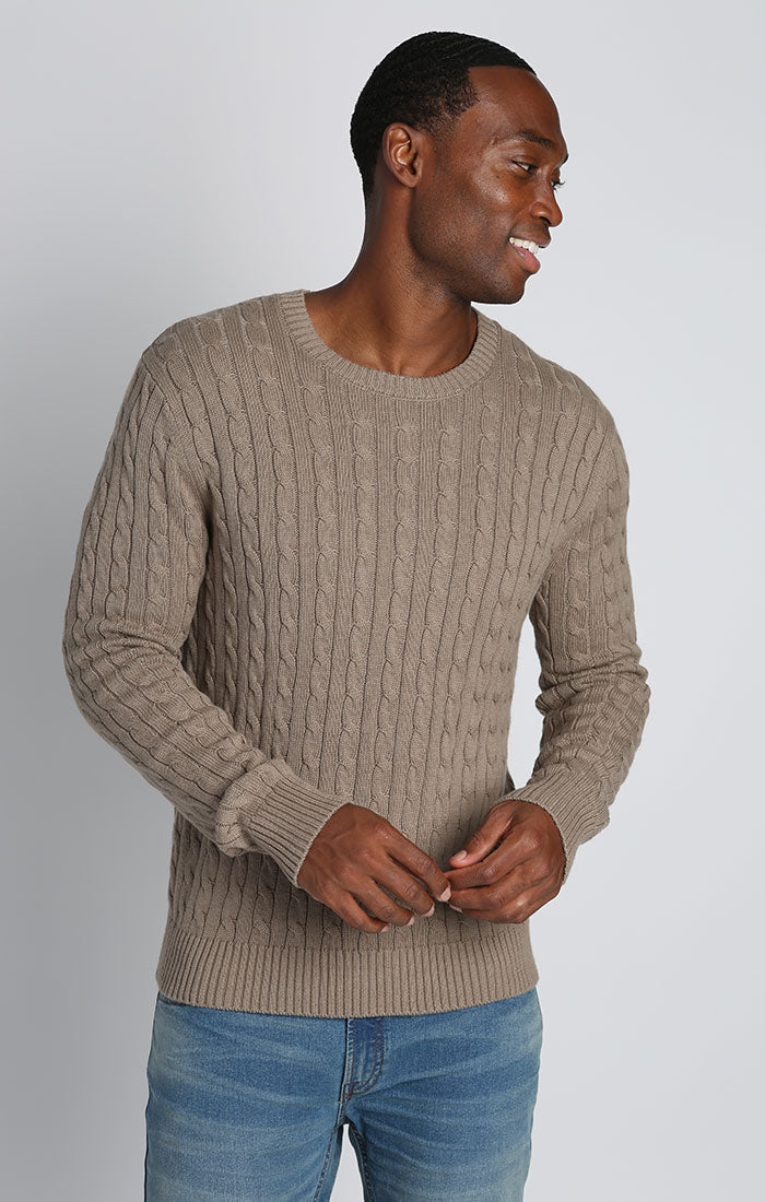 Tan Cotton Cashmere Cable Knit Sweater - stjohnscountycondos