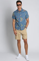 Blue Tropical Print Rayon Short Sleeve Shirt - stjohnscountycondos