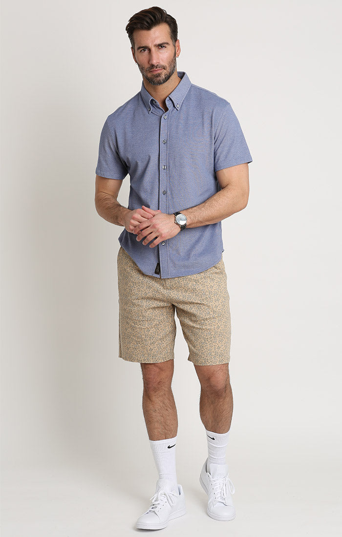 Light Blue Knit Oxford Short Sleeve Shirt - stjohnscountycondos