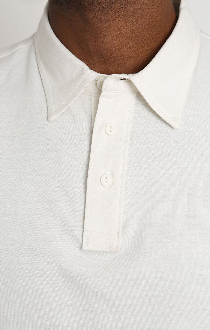 White Sueded Cotton Long Sleeve Polo - stjohnscountycondos