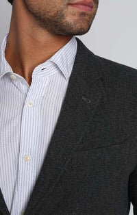Charcoal Wool Blend Flannel Blazer - stjohnscountycondos