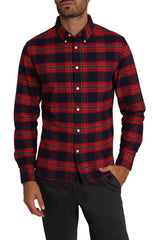 Red Plaid Brushed Oxford Shirt - stjohnscountycondos